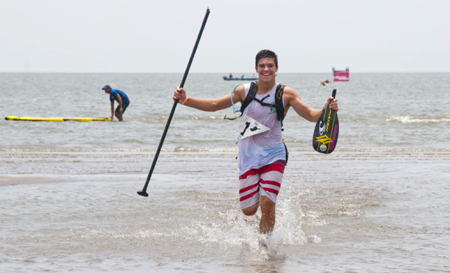 Ethan Koopmans snaps his paddle