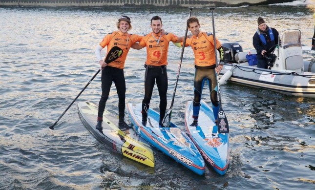 Casper Steinfath (2nd in the distance race), Titouan Puyo (1st) and Gaetan Sene (3rd) after last year's Paris Crossing